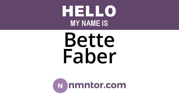 Bette Faber