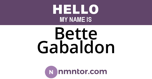 Bette Gabaldon