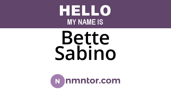 Bette Sabino