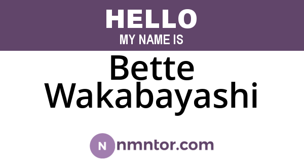 Bette Wakabayashi