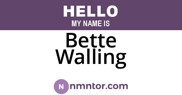 Bette Walling