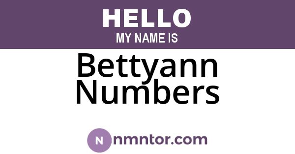 Bettyann Numbers