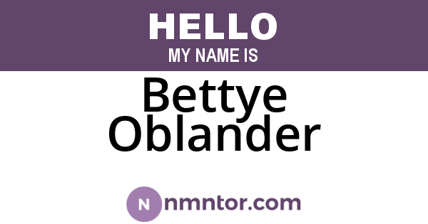 Bettye Oblander