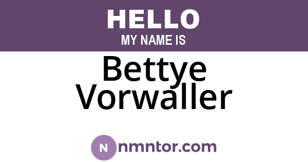 Bettye Vorwaller