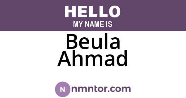 Beula Ahmad