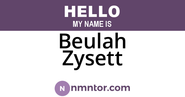 Beulah Zysett