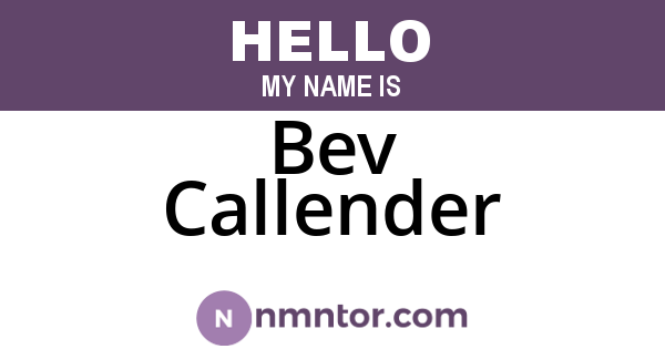 Bev Callender