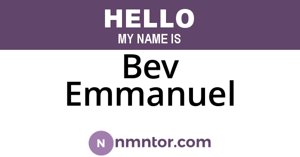 Bev Emmanuel