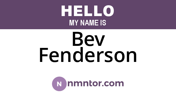 Bev Fenderson