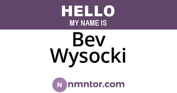 Bev Wysocki