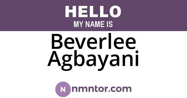 Beverlee Agbayani