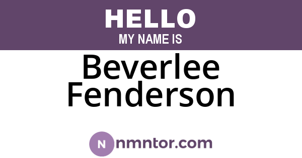 Beverlee Fenderson