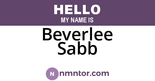 Beverlee Sabb