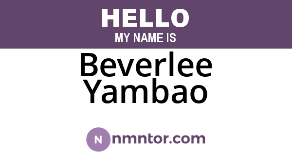 Beverlee Yambao