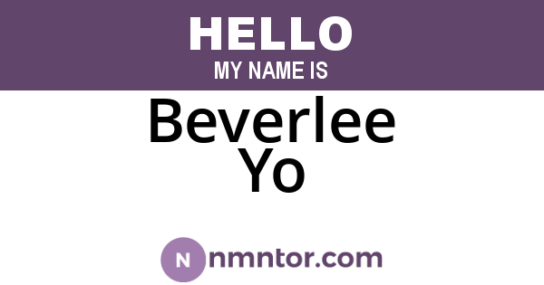 Beverlee Yo