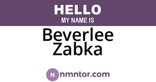 Beverlee Zabka