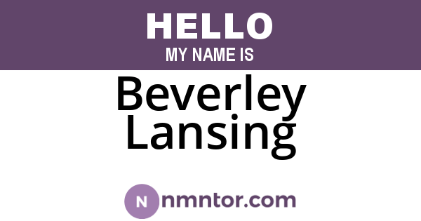 Beverley Lansing