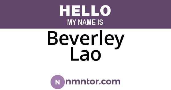 Beverley Lao
