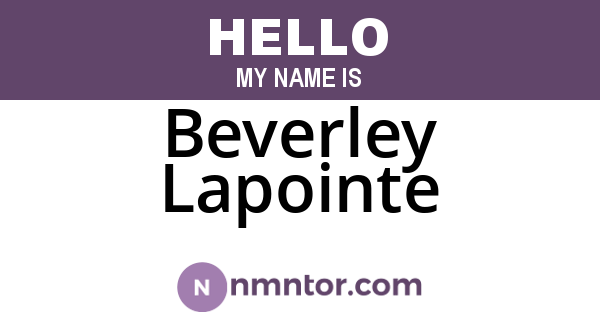 Beverley Lapointe
