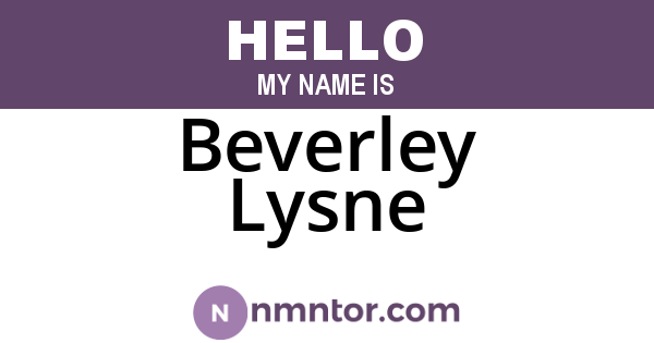 Beverley Lysne