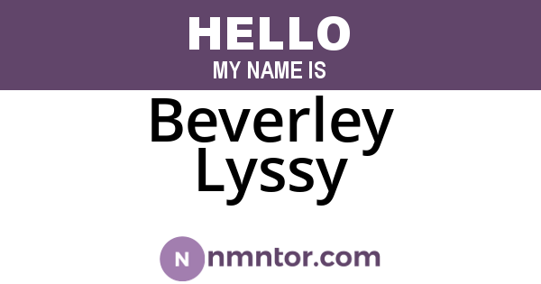 Beverley Lyssy