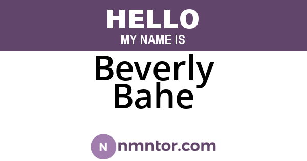 Beverly Bahe