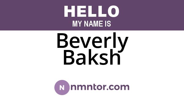 Beverly Baksh