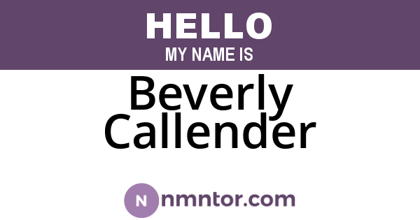 Beverly Callender