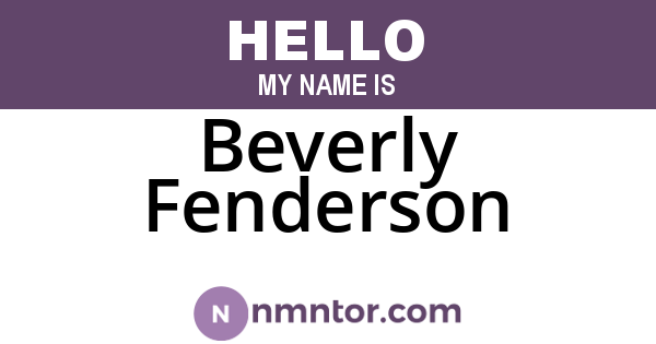 Beverly Fenderson