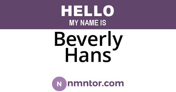 Beverly Hans