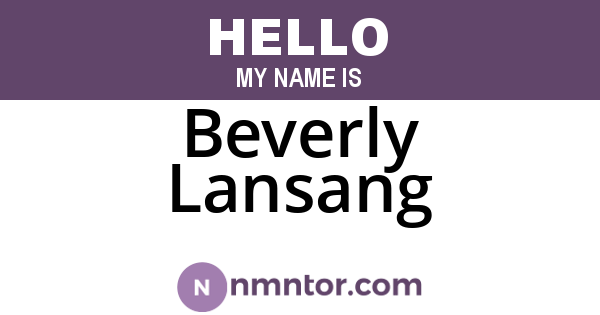 Beverly Lansang