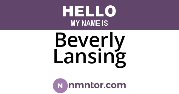 Beverly Lansing