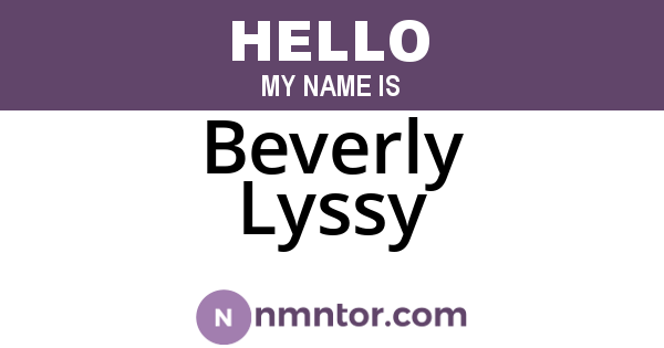 Beverly Lyssy