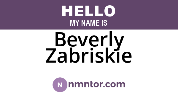 Beverly Zabriskie