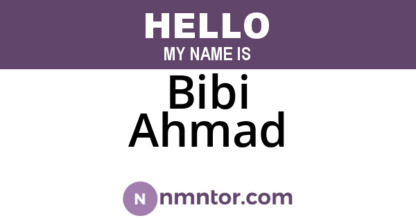 Bibi Ahmad
