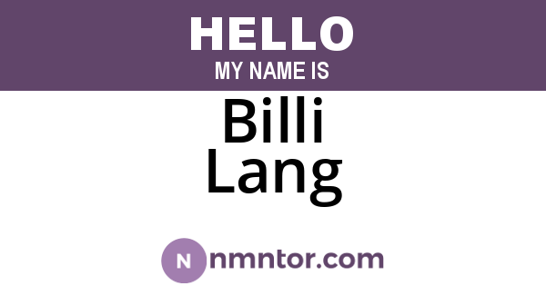 Billi Lang