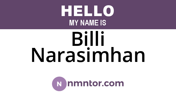 Billi Narasimhan
