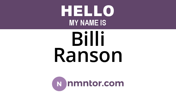 Billi Ranson