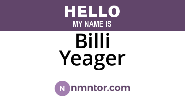 Billi Yeager