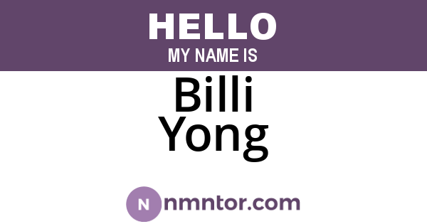 Billi Yong