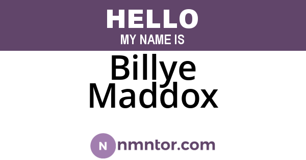 Billye Maddox