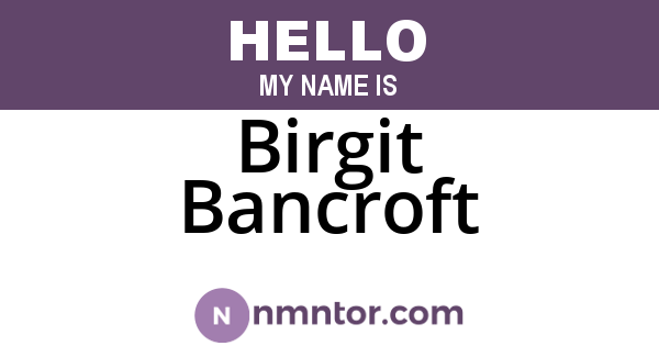 Birgit Bancroft