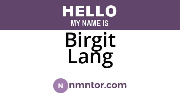 Birgit Lang
