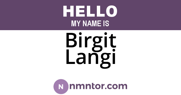 Birgit Langi