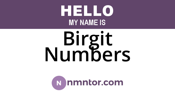Birgit Numbers