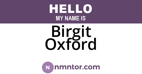 Birgit Oxford