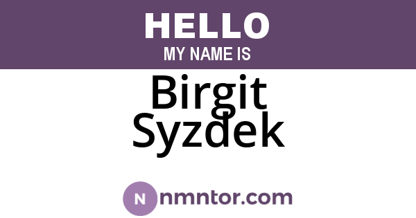 Birgit Syzdek