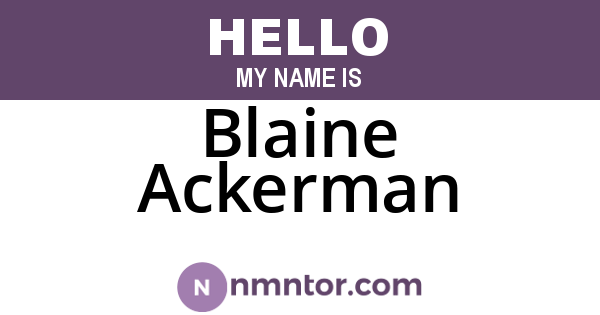 Blaine Ackerman