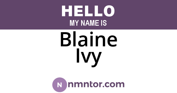 Blaine Ivy