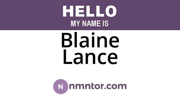 Blaine Lance